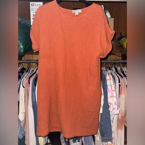 Charlie Paige Vibrant Orange Short Sleeve dress